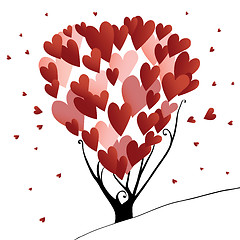 Image showing Abstract stylized valentines day tree with hearts, vector illust
