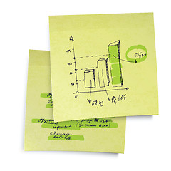 Image showing Successful business graph on sticky yellow paper. Realistic vect