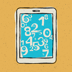 Image showing Tablet device waith abstract digits. Vector illustration, EPS10