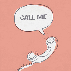 Image showing Vintage handset with speech_bubble_and sample text. Vector illus