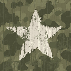 Image showing Military camouflage background with star. Vector, EPS10.