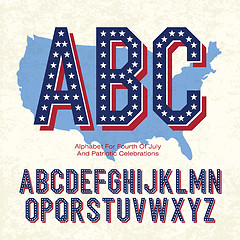 Image showing Alphabet For Fourth Of July And Patriotic Celebrations. Vector, 