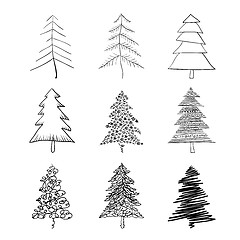 Image showing Christmas tree silhouette, set of illustrations. Vector, EPS8.