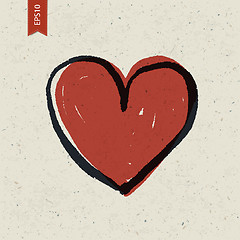 Image showing Heart sign on paper texture. Vector, EPS10
