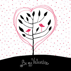 Image showing Valentines day background. Birds in love. Vector illustration