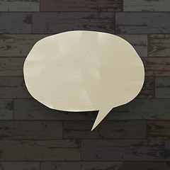 Image showing Speech bubble on wooden texture background. Vector illustration,