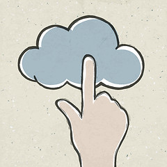Image showing Hand clicking cloud icon. Concept vector illustration,  EPS10.