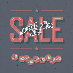 Image showing Sale coupon. Template with textured background and percents tags