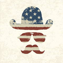 Image showing Grunge american flag themed retro fun elements. Vector, EPS10