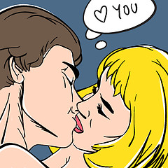 Image showing Lovers. Illustration in pop-art style, vector.    