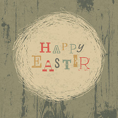 Image showing Happy easter vintage greeting card with nest symbol. Vector, EPS