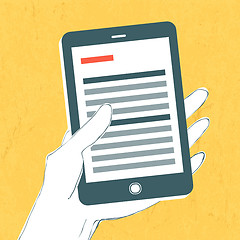 Image showing Smartphone with news page on screen. Vector