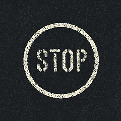 Image showing Stop sign painted on a asphalt road. Vector