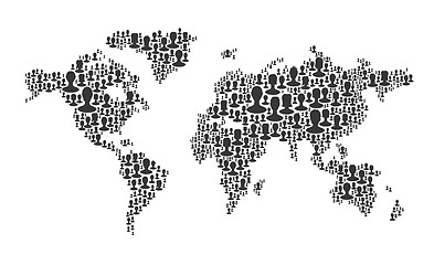 Image showing World map. Composed from many people silhouettes, vector