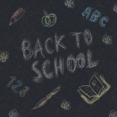 Image showing Back to school. Written by chalk on the asphalt background. Vect
