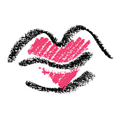 Image showing Heart shape on woman lips. Vector illustration