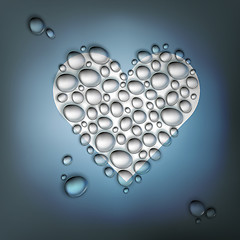 Image showing Heart shaped water drops. Abstract Valentines day background, ve