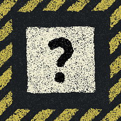 Image showing Question sign on asphalt in hazard frame. Vector illustration, E