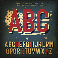 Image showing American themed alphabet. With elements for Independence Day, ve
