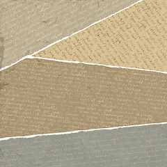 Image showing Vintage handwritings on torn papers scraps, vector illustration,