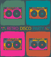 Image showing Retro disco party invitation in pop-art style. Vector, EPS8