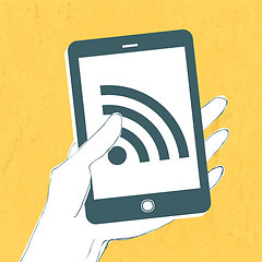 Image showing Smartphone with wireless connection icon. Vector