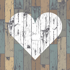 Image showing White heart on wooden background. Vector, EPS10