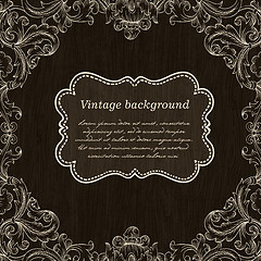 Image showing Vintage Frame Design On Wooden Background For Greeting Card. Vec