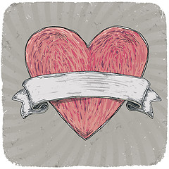 Image showing Retro styled tattoo heart with ribbon for your text. Layered. Ve