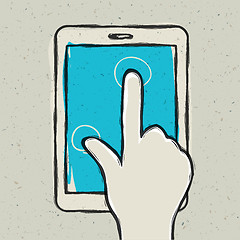 Image showing Abstract hand touching digital tablet. Vector illustration, EPS1