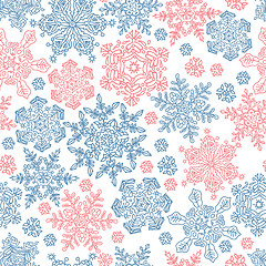 Image showing Seamless snowflakes pattern for winter themed designs. Vector il