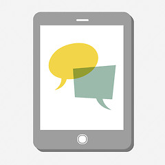 Image showing Tablet device with speech bubbles. Vector