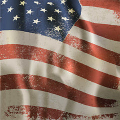 Image showing Waving vintage American flag textured background. With dry blood