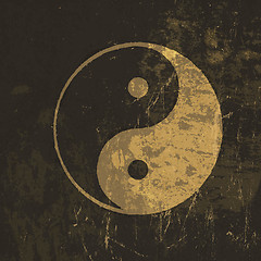 Image showing Yin yang grunge icon. With stained texture, vector