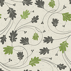 Image showing Oak leaves stylized seamless pattern, vector.
