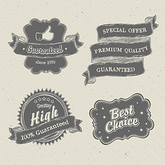 Image showing Vintage hand-drawn labels collection on textured paper. Vector i