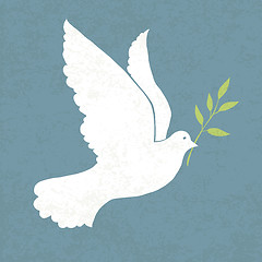 Image showing Dove with olive branch. Vector illustration, EPS 10
