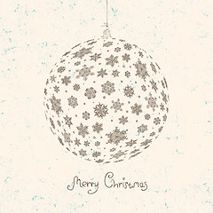 Image showing Christmas ball on textured beige background. Vector illustration