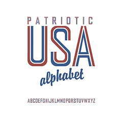 Image showing American flag themed alphabet. Vector