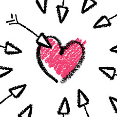 Image showing Valentines day concept illustration, arrows and heart. Vector.