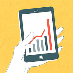 Image showing Smartphone with success graph on screen. Vector