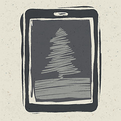 Image showing Christmas tree on tablet device, vector illustration, EPS10
