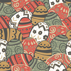 Image showing Seamless easter eggs pattern.