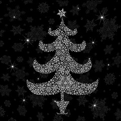 Image showing Christmas tree silhouette. Vector illustration, EPS8