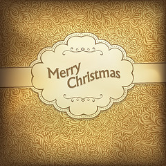 Image showing Vintage Christmas card in golden gamut. Vector illustration, EPS