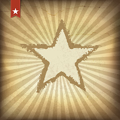 Image showing Retro brown sunburst background with star. Vector illustration, 