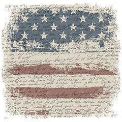 Image showing Vintage usa flag background with isolate grunge borders. Vector 