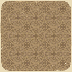 Image showing Aged vintage background with ancient seamless pattern. Vector il