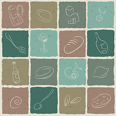 Image showing Restaurant icons tiled retro background, vector illustration. EP