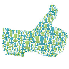 Image showing Thumb up symbol. composed from many people silhouettes. Vector i